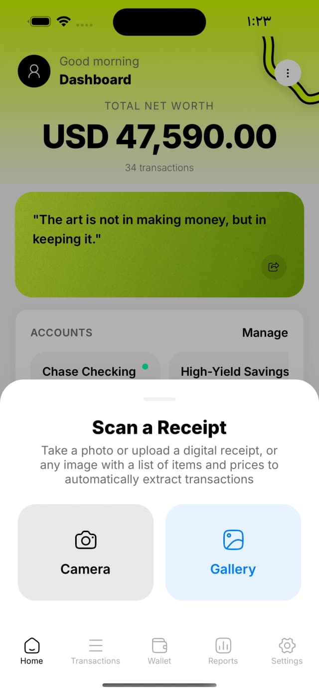 Scan · capture a receipt